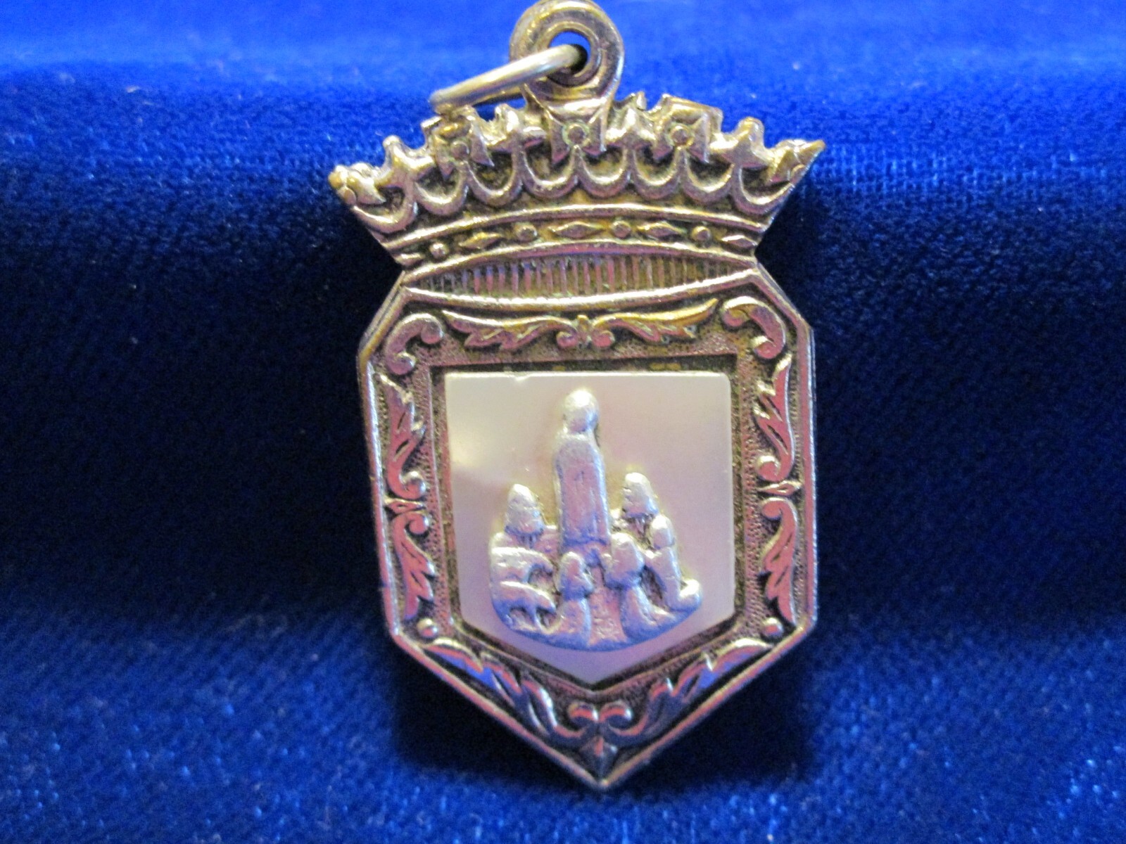 Fatima St Christopher Sliding Locket Medal Portuguese Ins Silvertone 1-3/8\