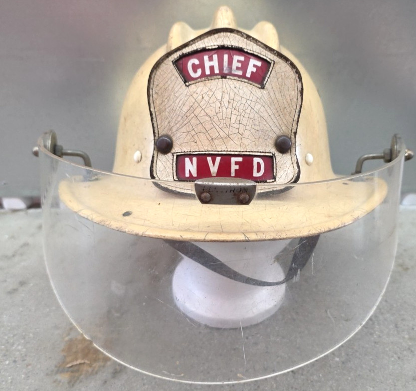 Vintage E.D. Bullard Leather Badge Chief NVFD Fire Dept Helmet USA Hard Boiled Vintage E.D. Bullard Leather Badge Chief NVFD Fire Dept Helmet USA Hard Boiled