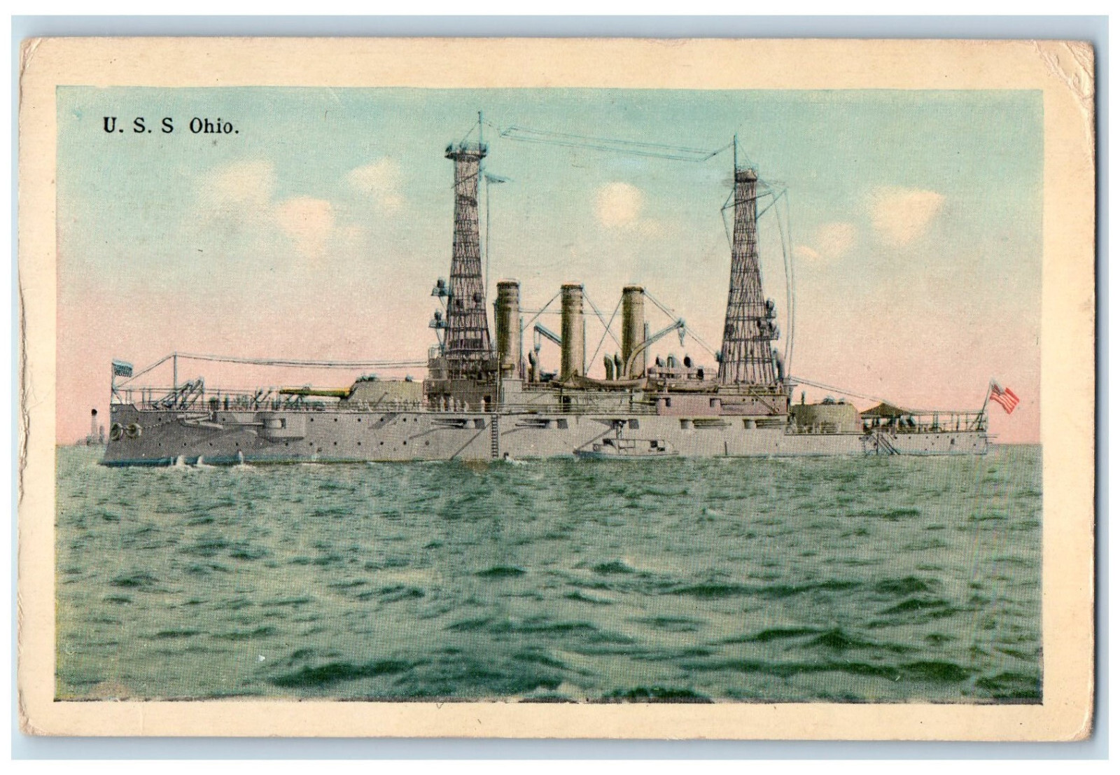 1916 View Of U.S Navy Ship Newport Ohio OH, Amerian Flag Scene Vintage Postcard 1916 View Of U.S Navy Ship Newport Ohio OH, Amerian Flag Scene Vintage Postcard