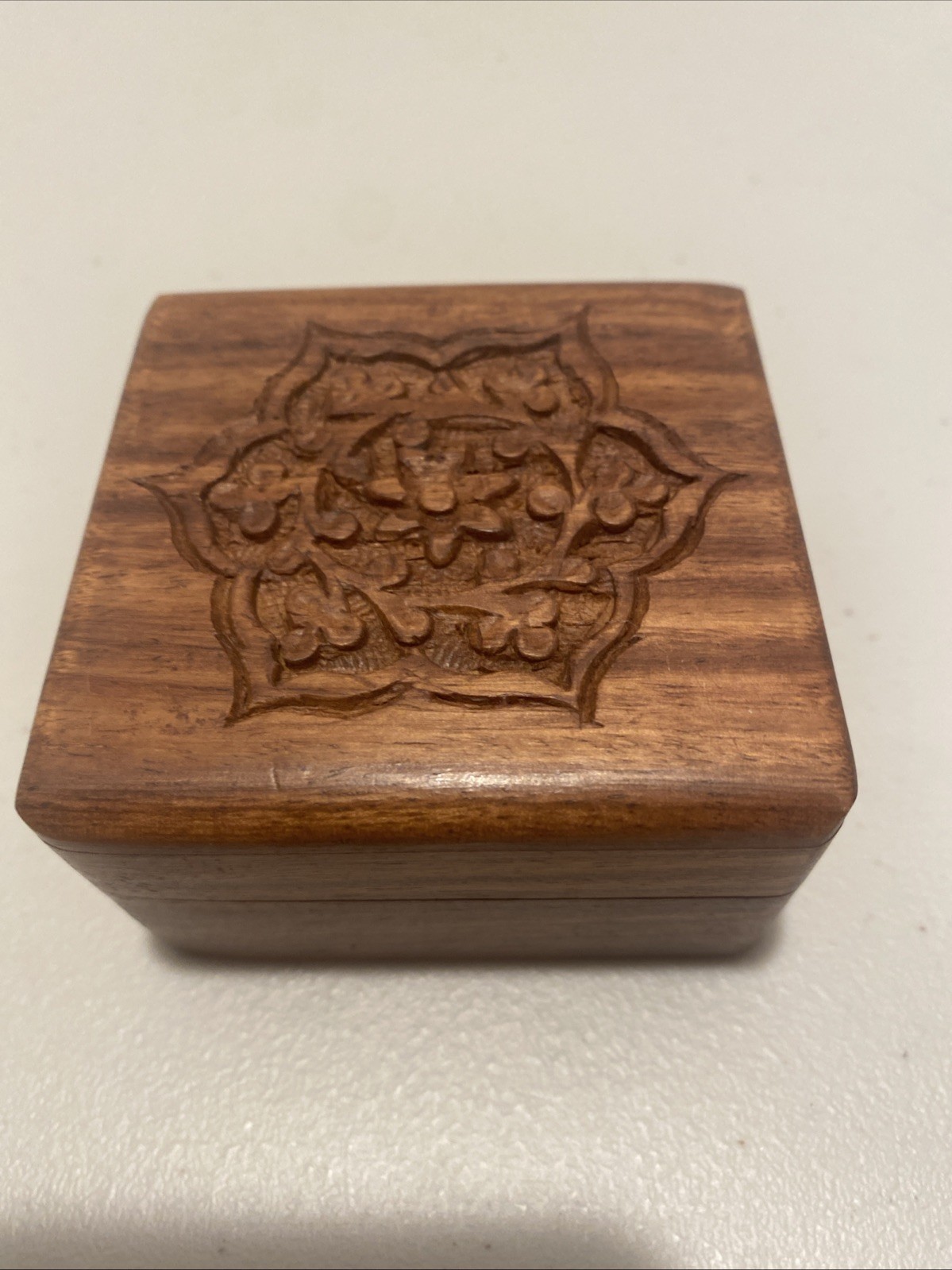 Hand Carved Shesham Wooden Nostalgia Box, 3”, TTV, Very Cute Trinket Box
