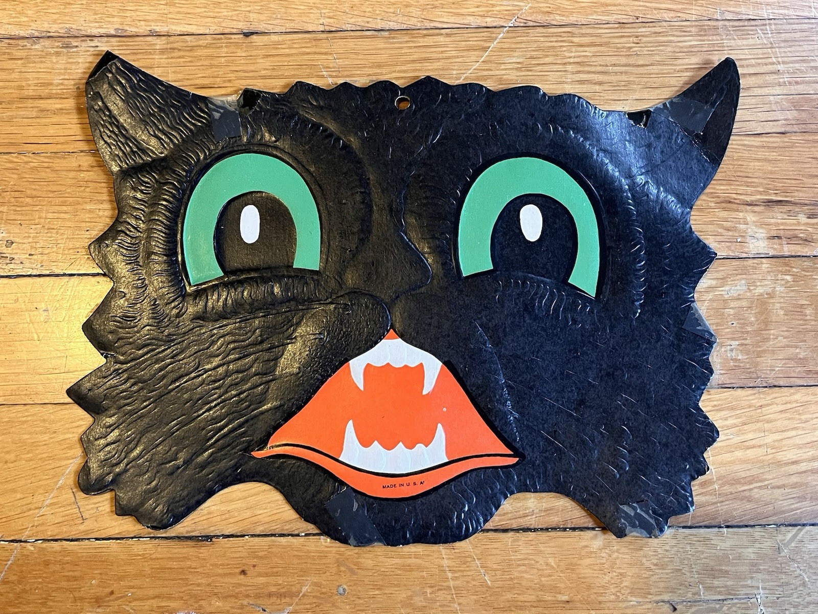VINTAGE 1950s Beistle HE Luhrs Black Cat Halloween Decoration Embossed Die-Cut