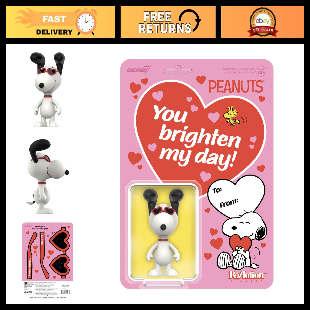 Peanuts Snoopy Heart Eyes 3.75\