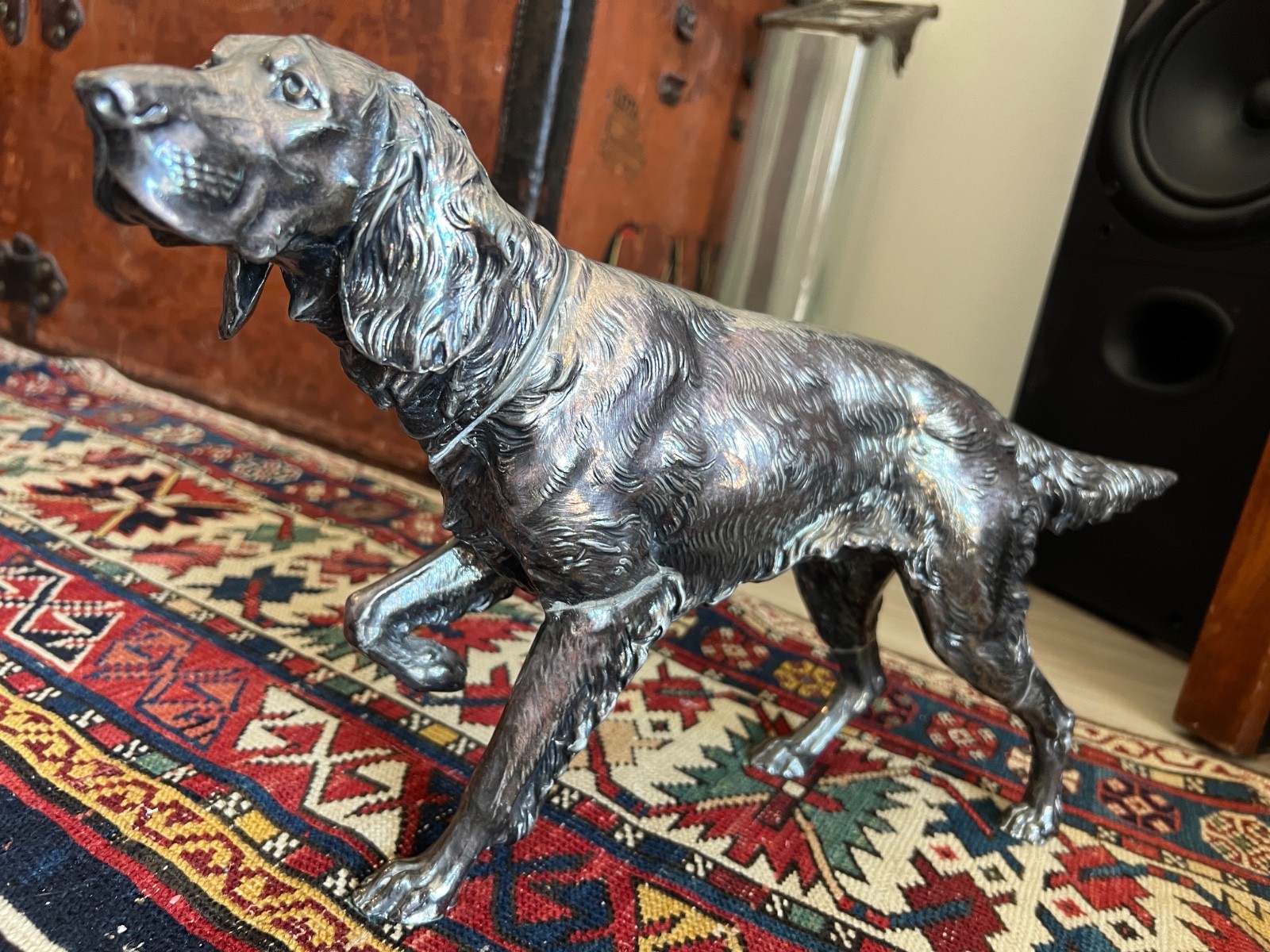 Vintage Silver JB Jennings Brothers hunting dog setter, pointer  JB2591 9.5\