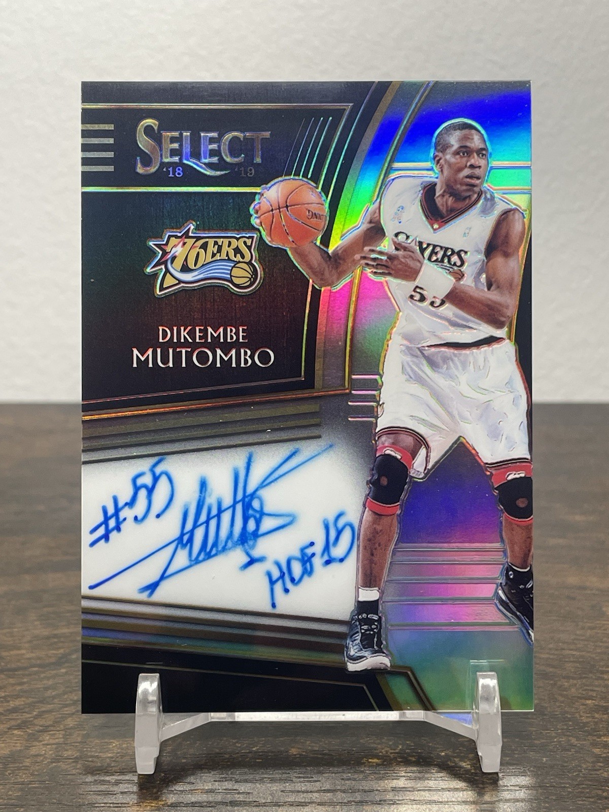 DIKEMBE MUTOMBO 2018-19 Panini Select Signatures Silver on Card Auto #D /199
