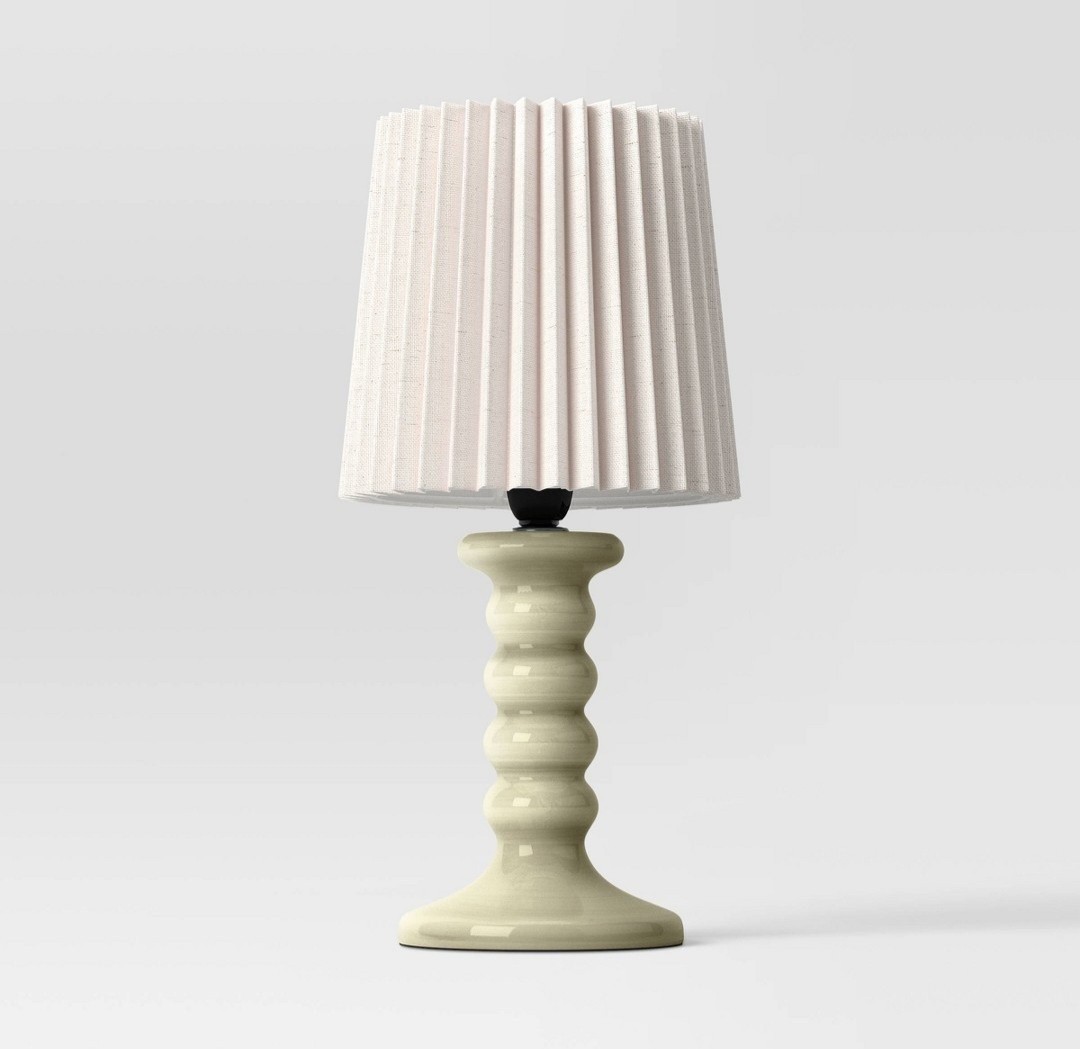 2- Room Essentials Lamps Pleated - Beige - 5.75” Height - NEW