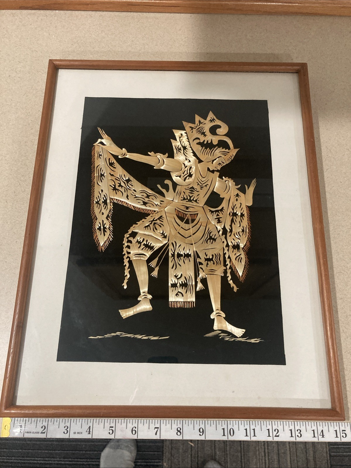 Vintage Straw Wall art Balinese Ramayana art Framed 15x19 Vintage Straw Wall art Balinese Ramayana art Framed 15x19