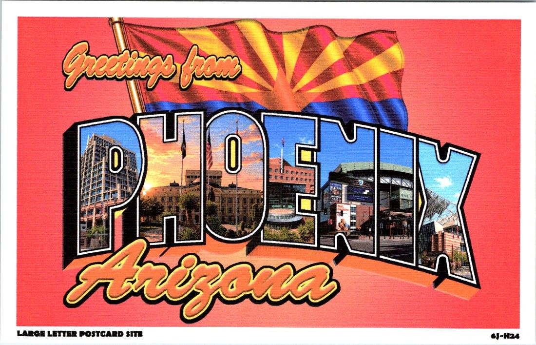 Greetings from the PHOENIX, Arizona Large Letter Linen postcard  6J-H24