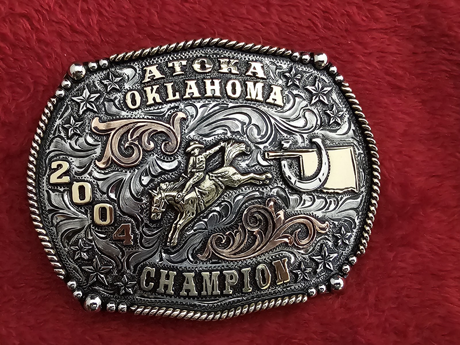 Rodeo X~Treme Bronc Rider☆2004☆CHAMPION TROPHY BUCKLE☆Atoka Oklahoma☆756