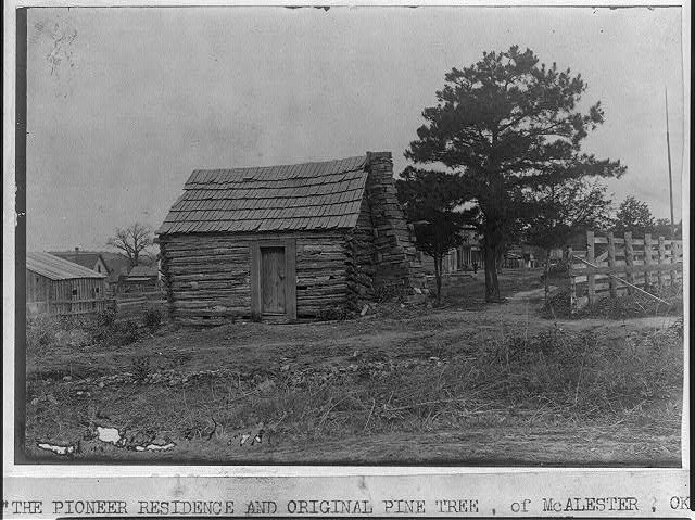 McAlester Oklahoma c1907 Pioneer Residence Original Pine Tree Log Cabin