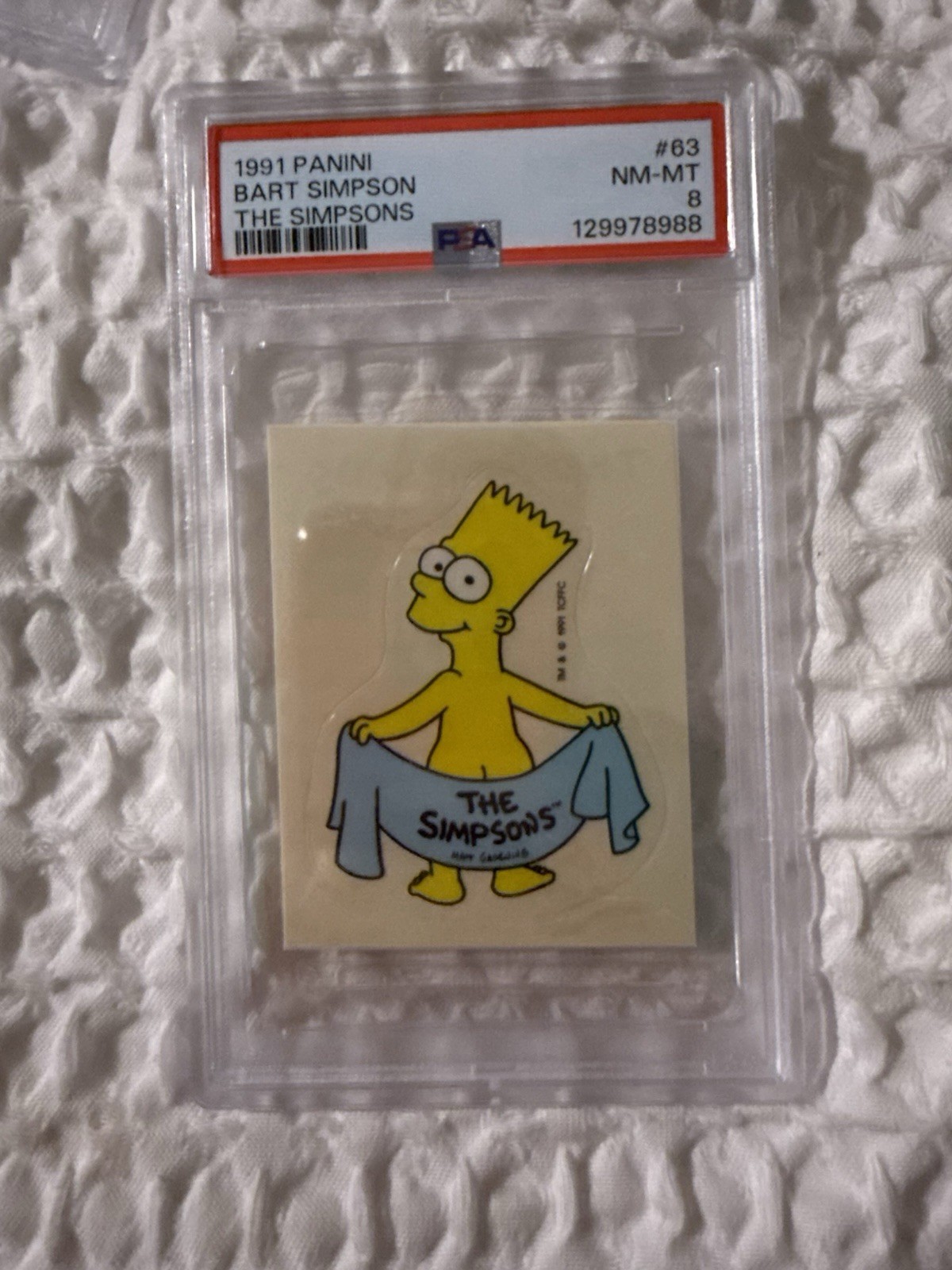 1991 Panini Simpsons Stickers - #63 Bart Simpson - PSA 8 1991 Panini Simpsons Stickers - #63 Bart Simpson - PSA 8