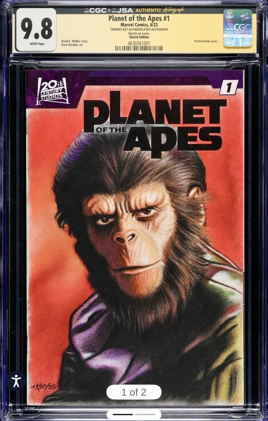 Planet of the Apes #1 Custom Sketch Variant (Marvel, 2023) Cornelius CGC 9.8 🔥