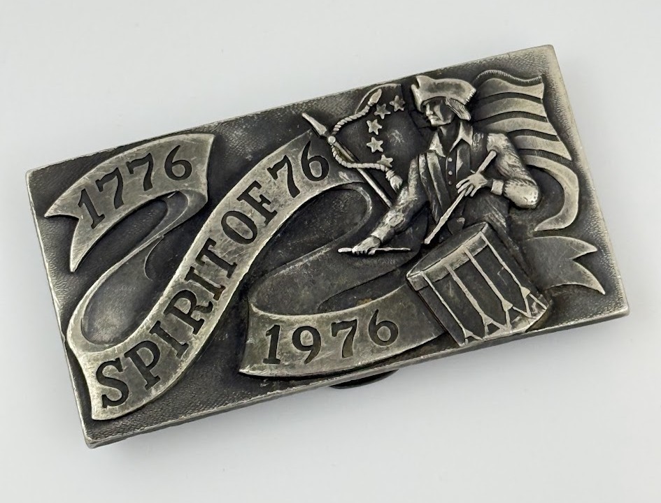 Spirit Of 76 Drum Flag Bicentennial Belt Buckle Patriotic USA Vtg 4th of July