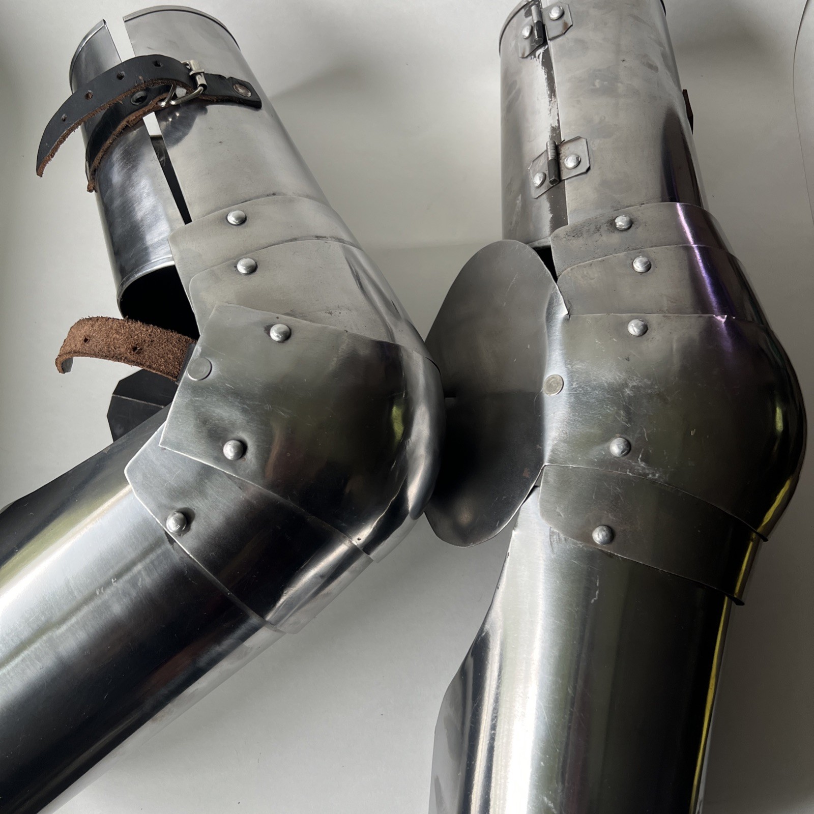 Medieval Larp Pair of Steel Arms Armor Bracers used 