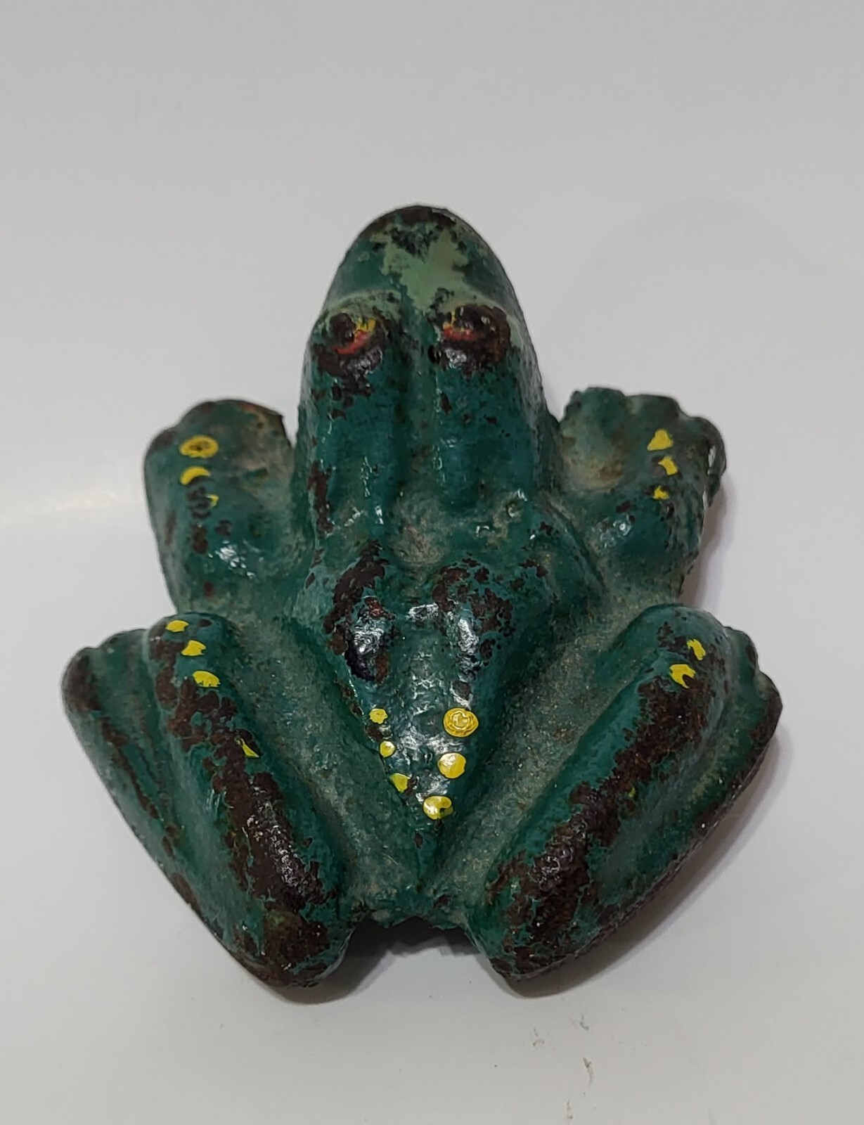 Antique Wyatt Mfg Salina Kansas Attributed Painted Cast Iron Frog Paperweight Antique Wyatt Mfg Salina Kansas Attributed Painted Cast Iron Frog Paperweight