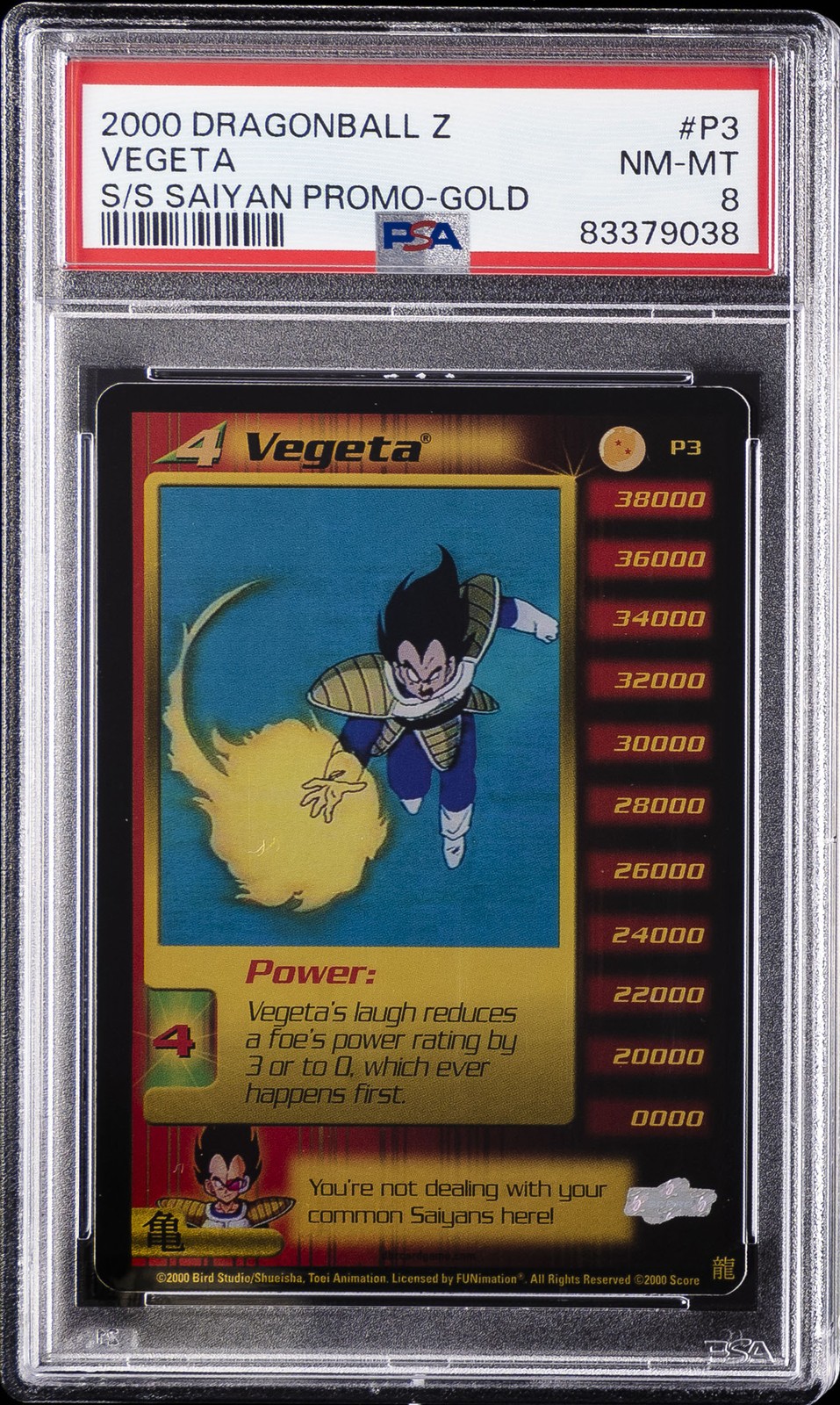 2000 SCORE DRAGON BALL Z SAIYAN SAGA SAIYAN PROMOS #P3 VEGETA PSA 8
