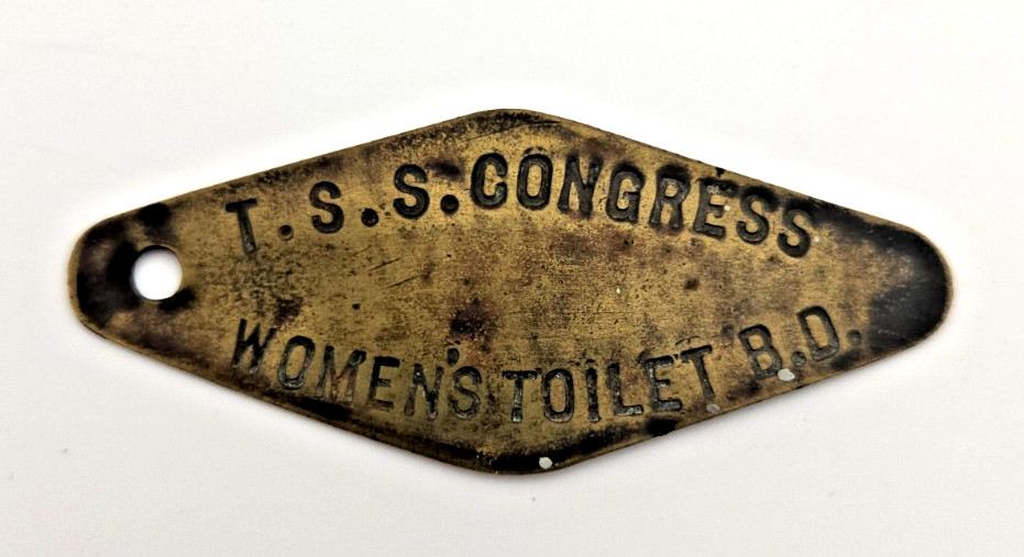Antique T.S.S. Congress Steamship Key Tag Women's Toilet