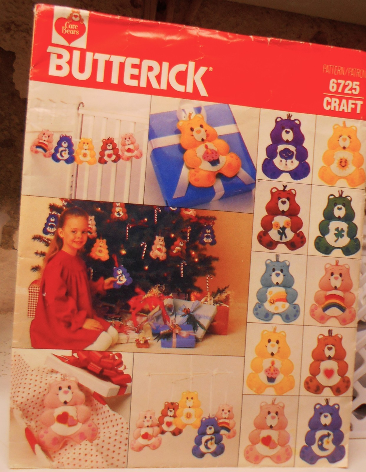 FF Vintage Butterick Pattern #6725 Care Bear Ornaments 10 Different Bear Pattern
