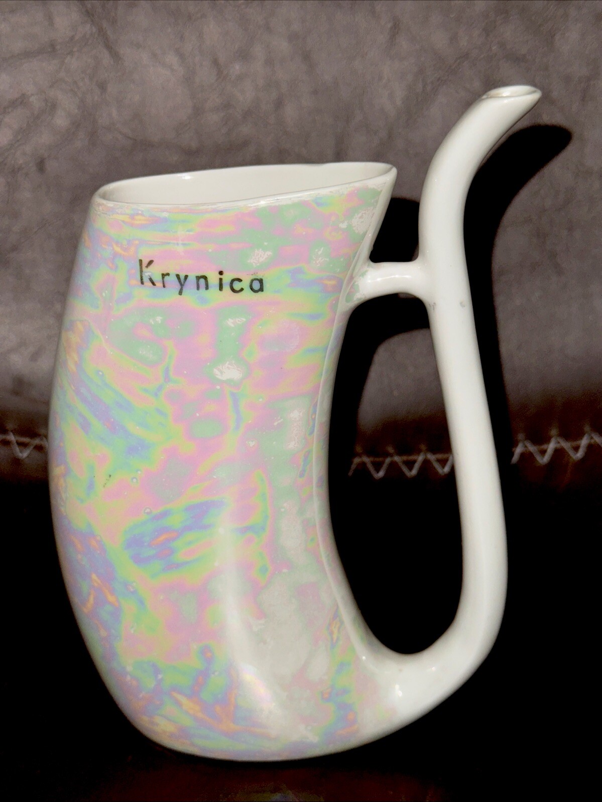 Cmielow Poland Porcelain Krynica Iridescent Sip Cup Vintage 7”Tall
