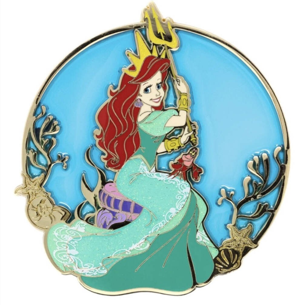 Disney Pink A La Mode Ariel Trident Pin LE 300 Stained Glass Little Mermaid PALM