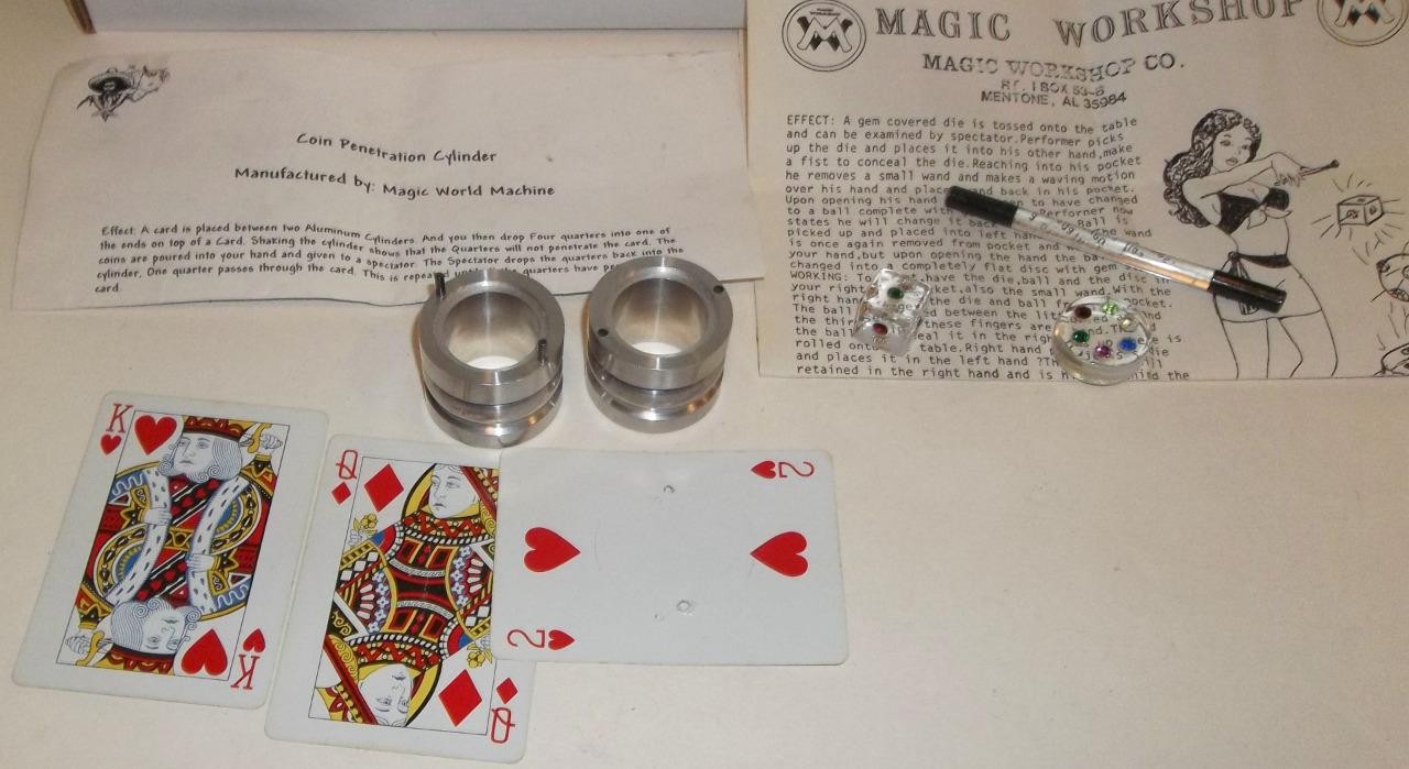 Vintage Coin Penetration Cylinder Magic Trick & Partial Gem Busters Props