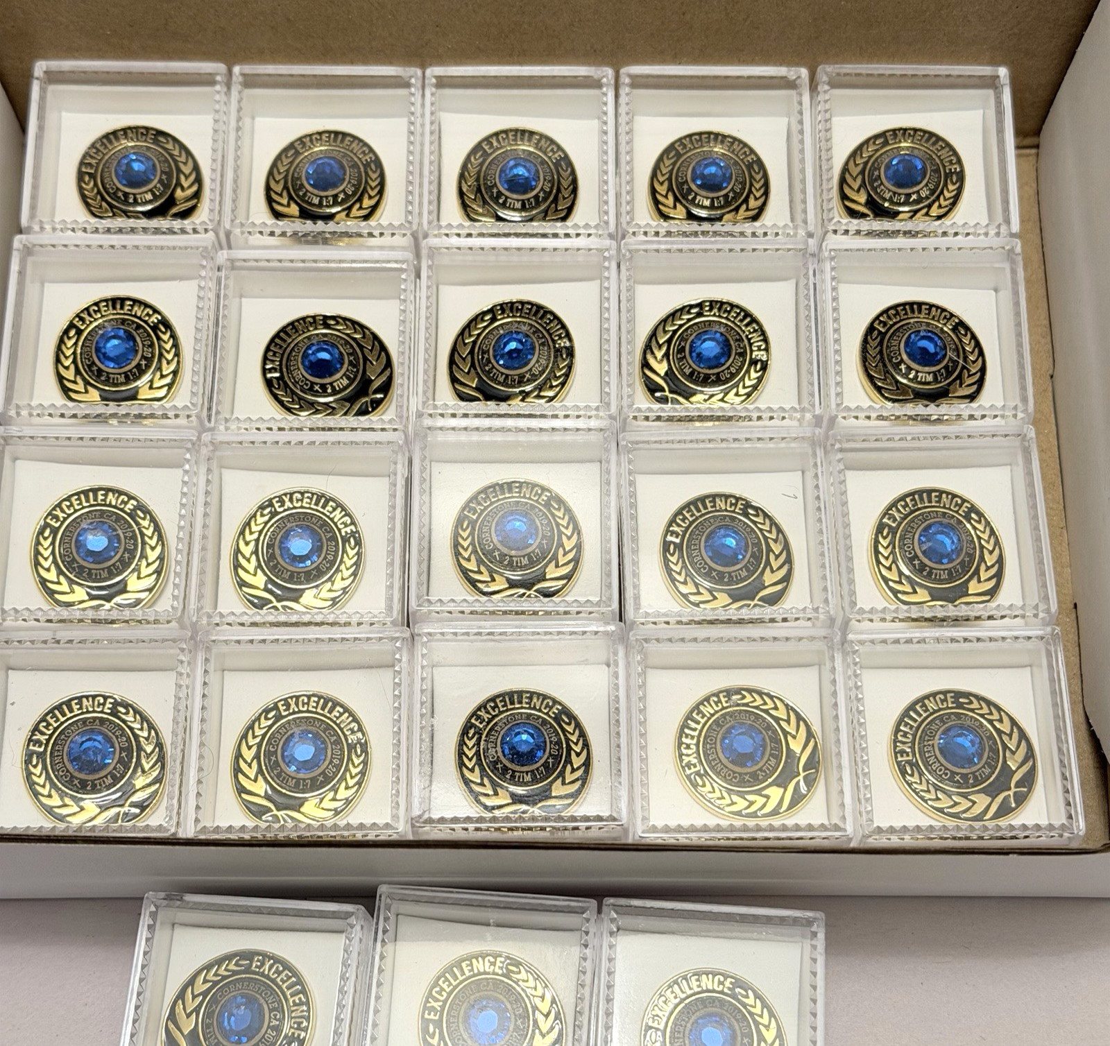 Award Pin Excellence Recognition LOT 25 Teacher Gift Student Classroom Blue Gold