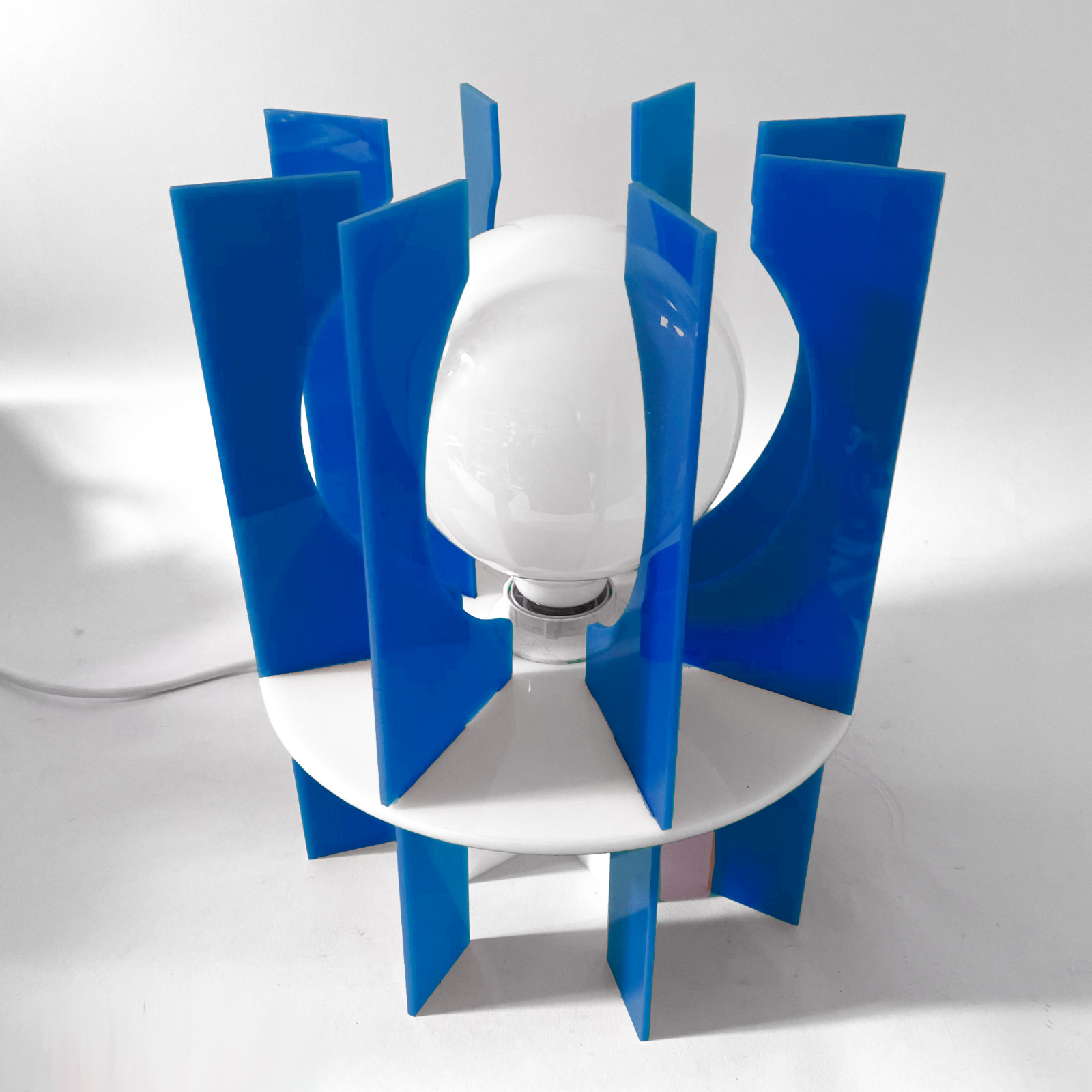 MODPOP Space Age Royal Blue Table Lamp - 1970s Retro Mid Century Modern Sputnik