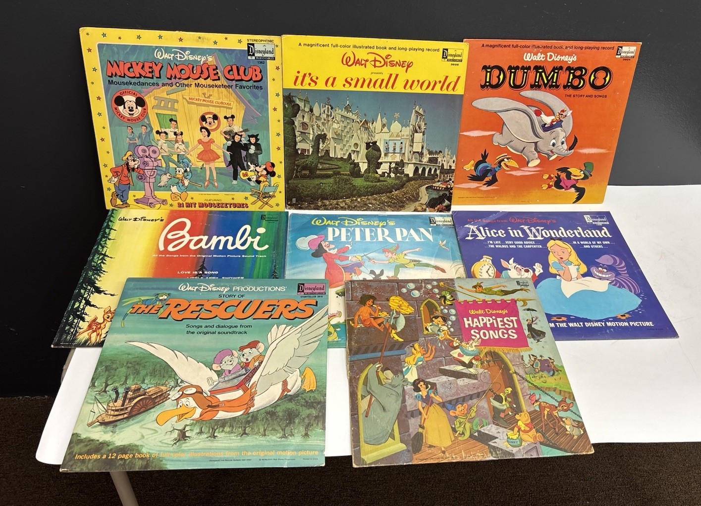 Vintage Walt Disney Disneyland Vinyl LP Record Lot of 8 Bambi Dumbo Peter P