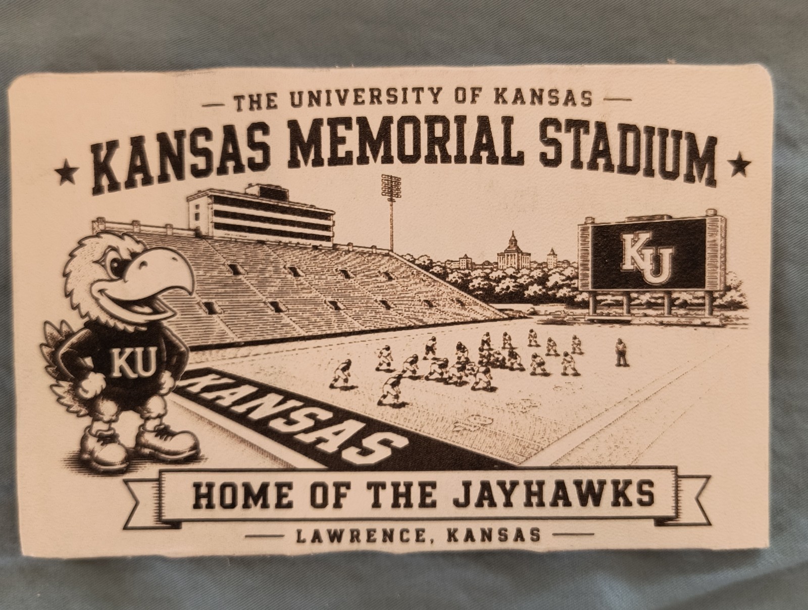 LEATHER University of Kansas JAYHAWKS Memorial Stadium Modern FOOTBALL Lawrence