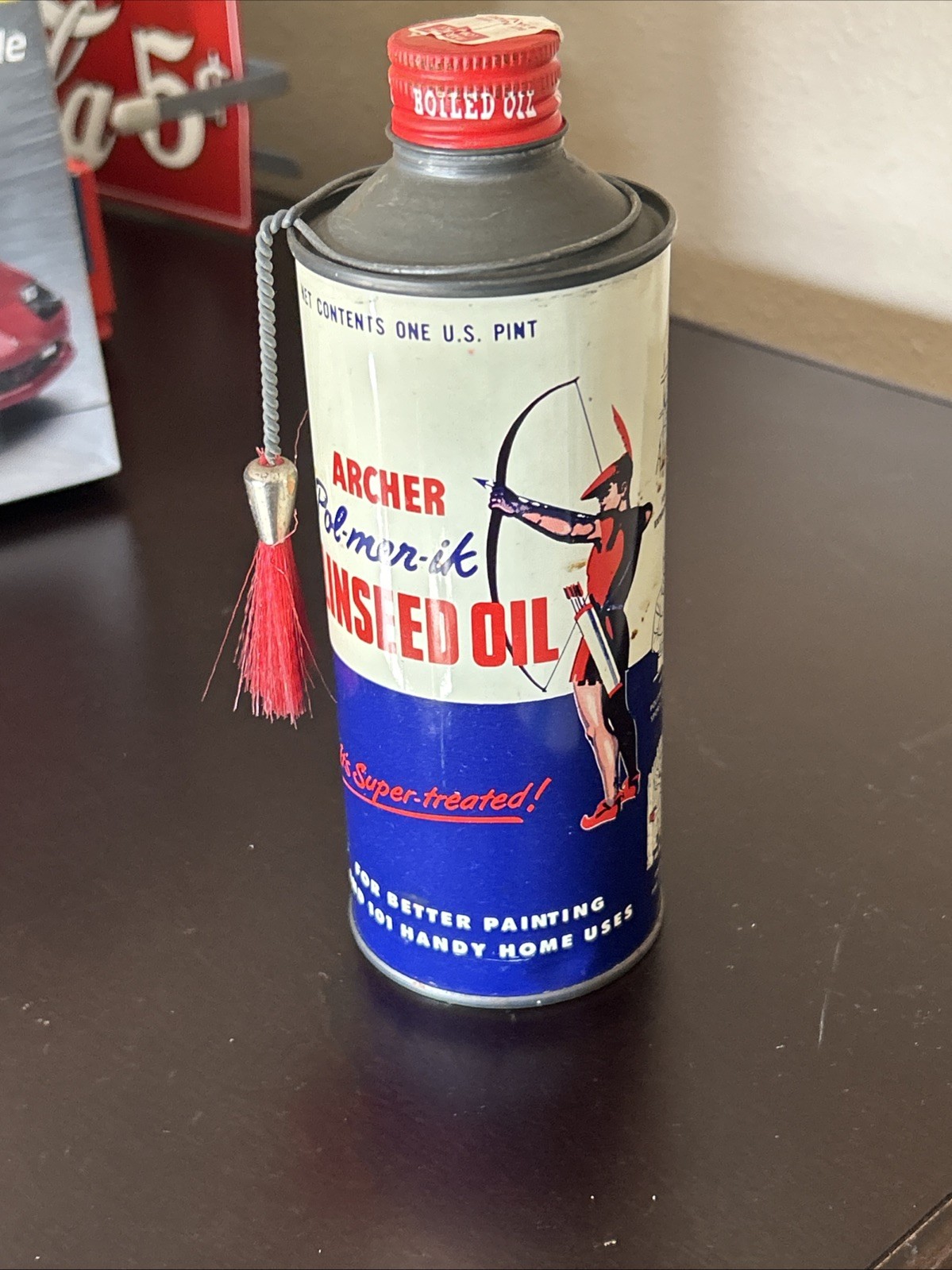 Vintage Old ARCHER Linseed Oil Metal Can