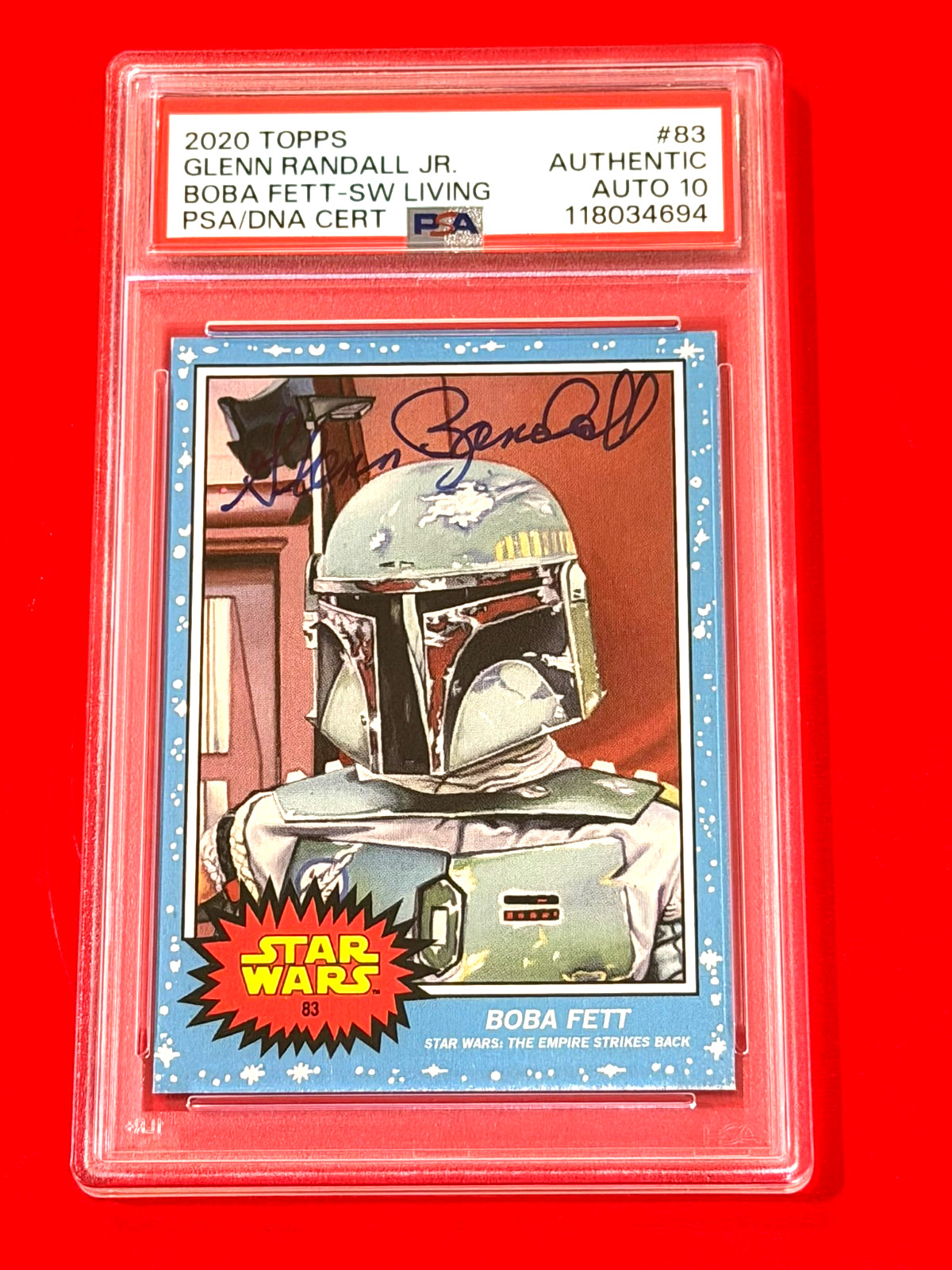 2020 Topps Star Wars Living #83 Boba Fett Signed By Glenn Randall jr PSA DNA 10