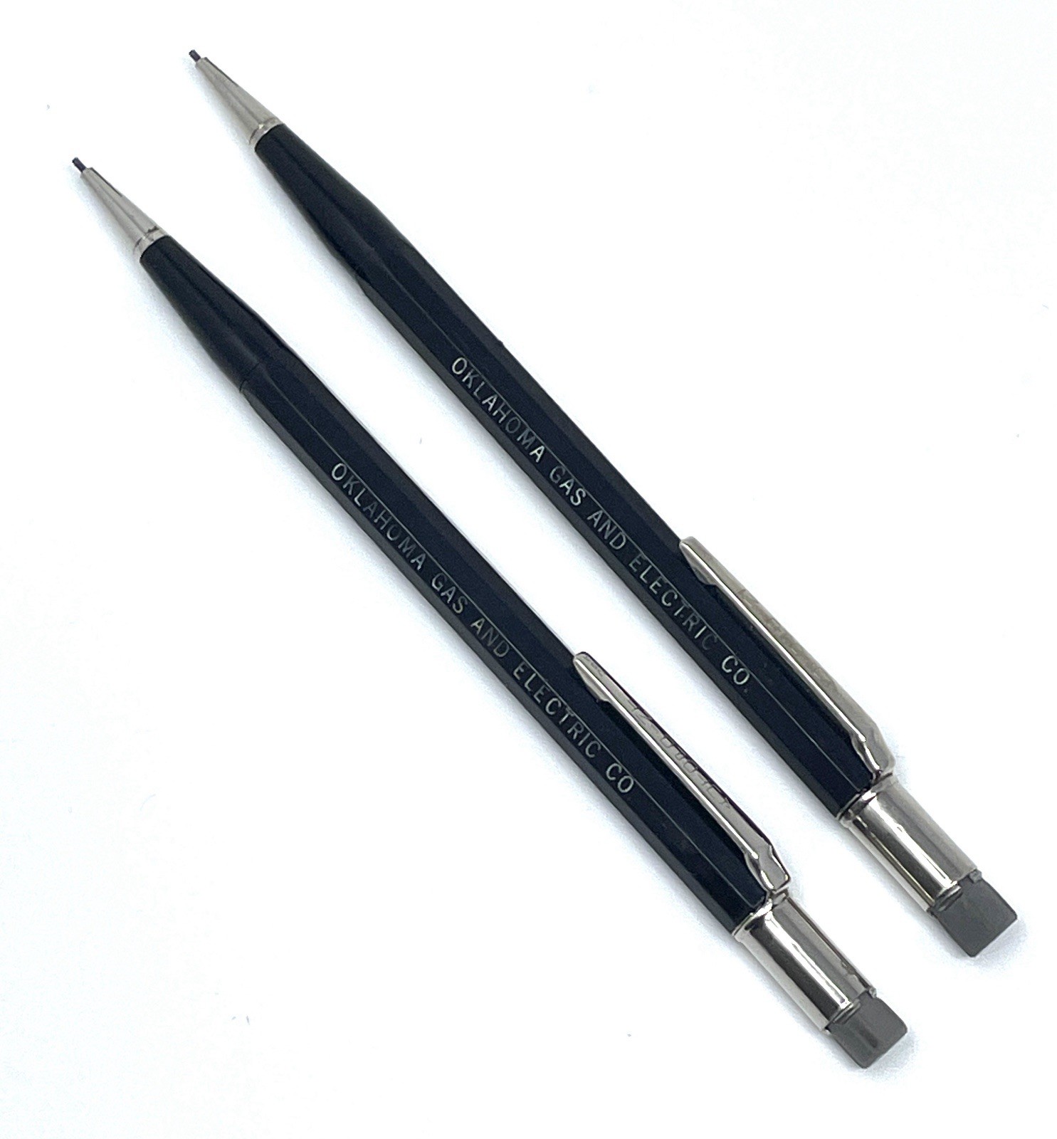 Vtg Autopoint Continuous Twist Mechanical Pencil Lot of 2 Black w/Company Logo