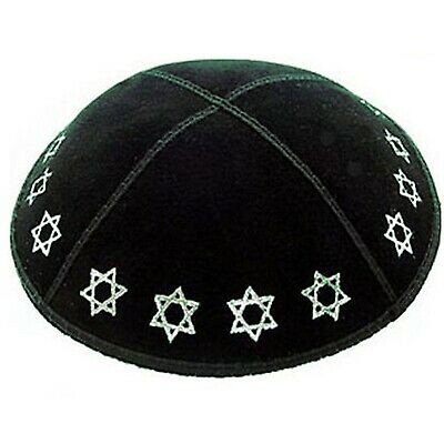 Foil Embossed Suede Kippah - Stars of David (Silver Stars) Foil Embossed Suede Kippah - Stars of David (Silver Stars)