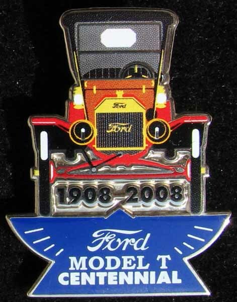 NOS MODEL T FORD SILVER CLOISONNE' ANNIVERSARY PINBACK BADGE PRISTINE L@@K #H93