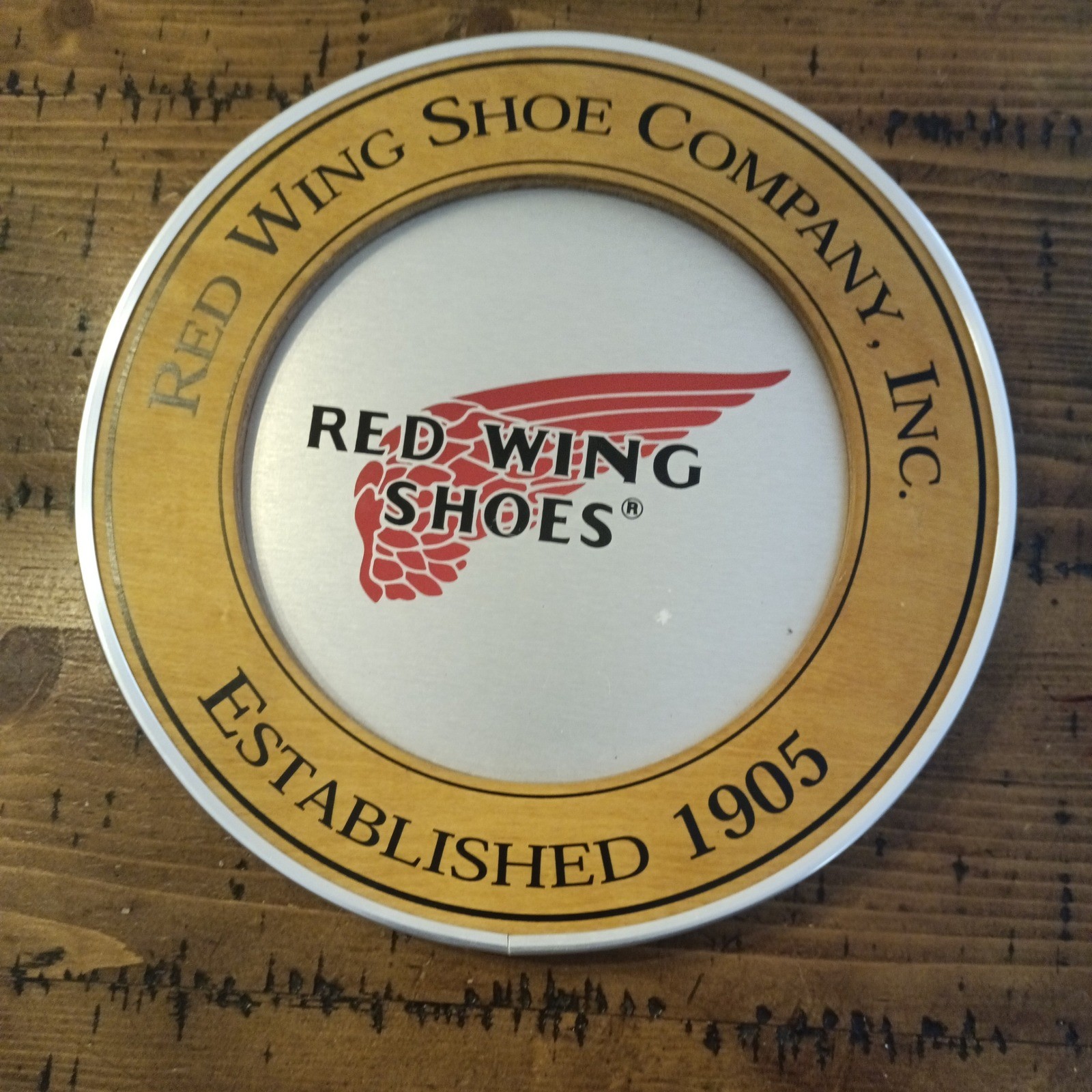 Red Wing Shoe Company Established 1905 Circular Wood Metal Wall Sign 12 Inch