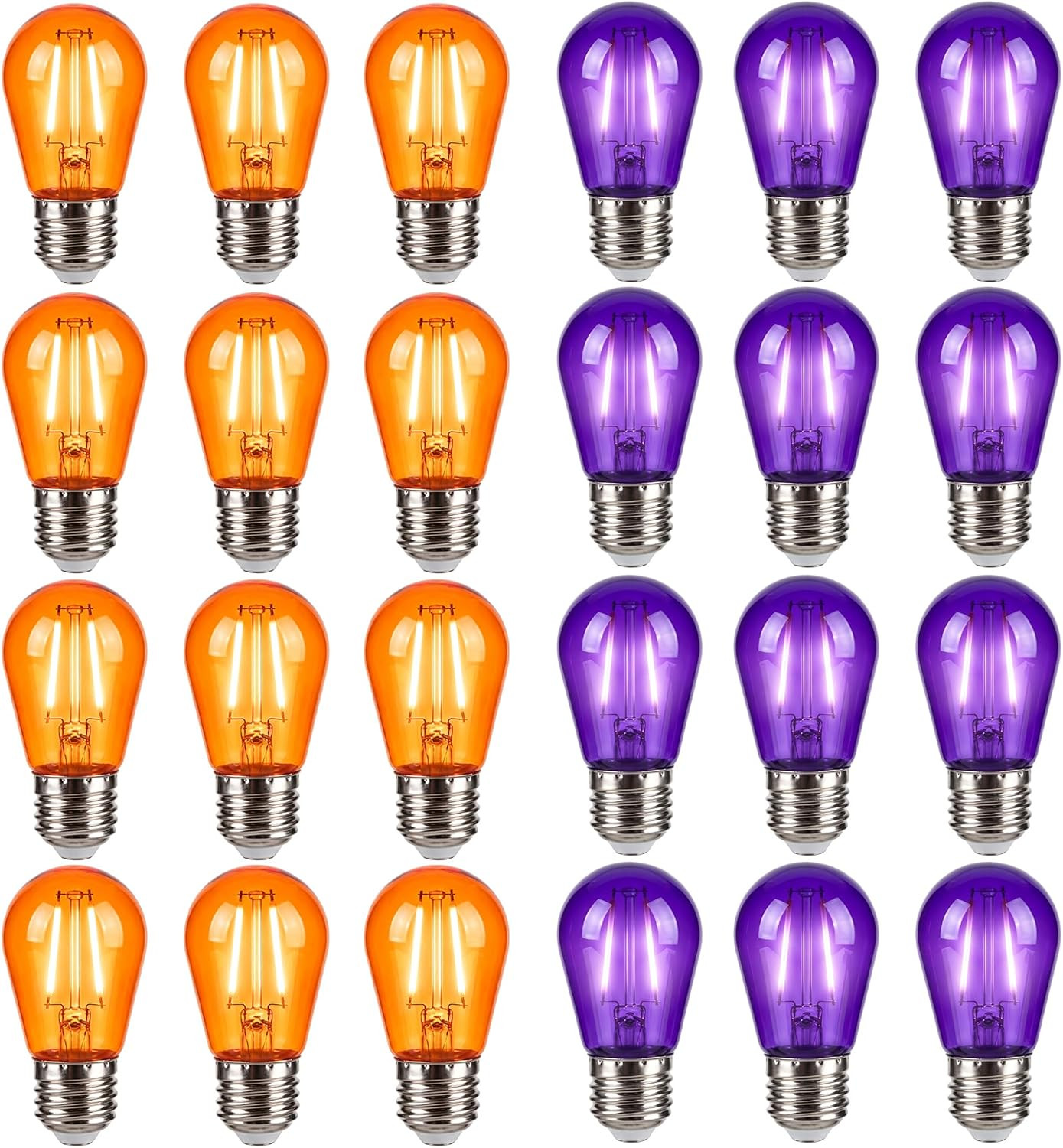 S14 Orange and Purple Light Bulbs Halloween 2W E26 String Light Bulbs