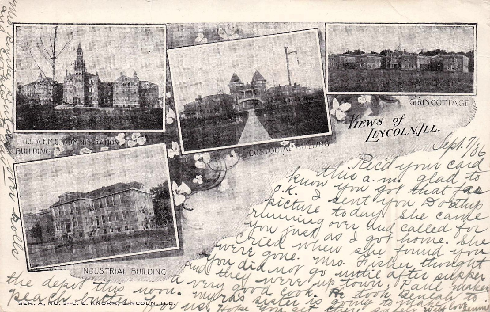 University of Lincoln Illinois IL Multi View College Campus Dorm Vtg Postcard K2