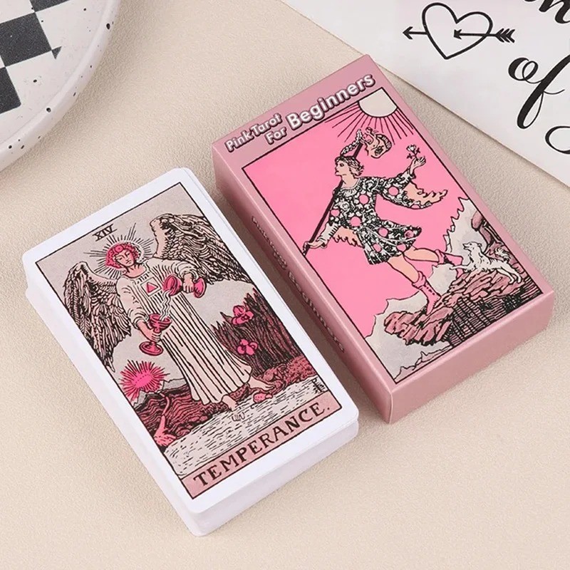 Pink Rider Waite Tarot Cards Deck 78 Cards Beginner Friendly Divination
