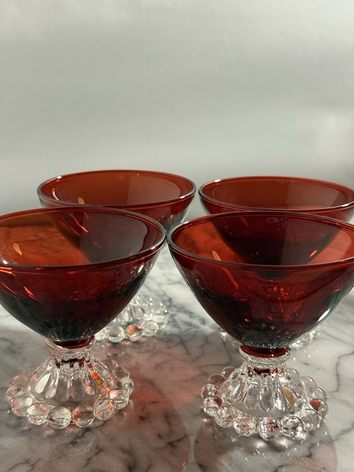 Set of 4 Vintage Anchor Hocking Royal Ruby Red Boopie sherbet glasses