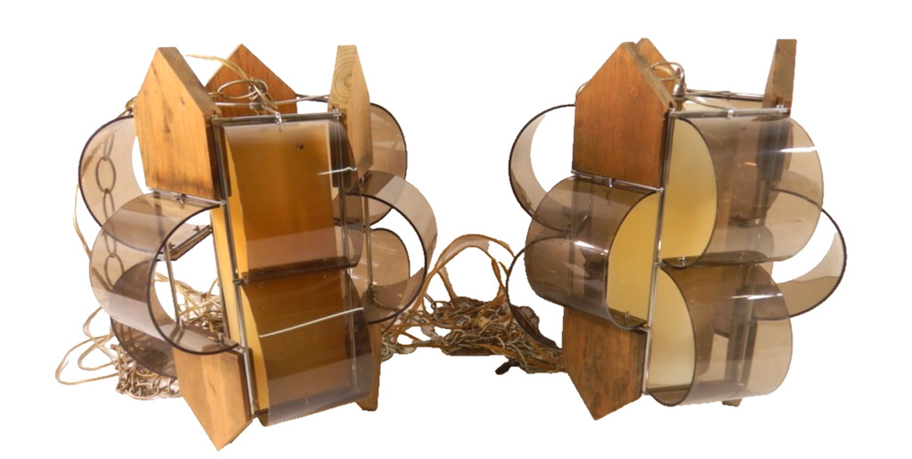 Vintage Set of Two Mid Century Modern Hanging Pendant Lamps