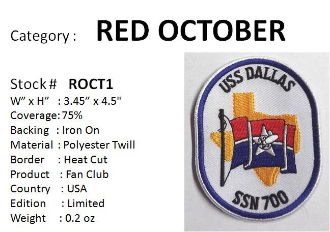 HUNT FOR RED OCTOBER - USS DALLAS  -  LARGE 4.5\