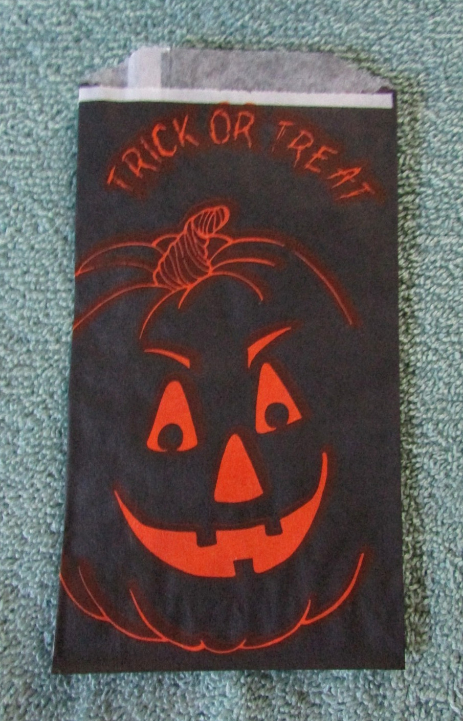 HTF Vintage Halloween Paper Trick or Treat Bag Black w/ Jack-O-Lantern Topstone