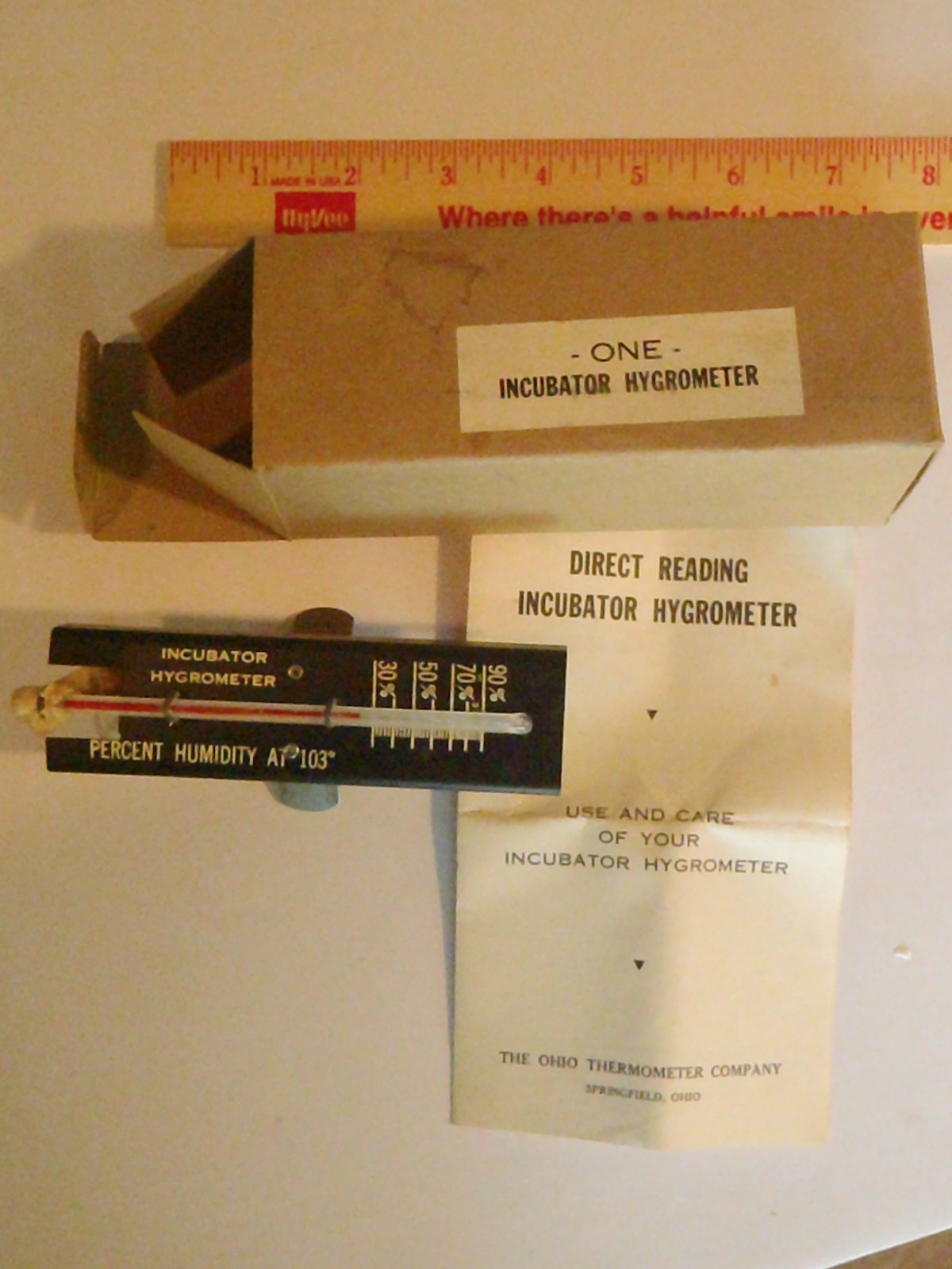 VINTAGE Direct Reading Incubator Hygrometer - OHIO THERMOMETER CO. USA