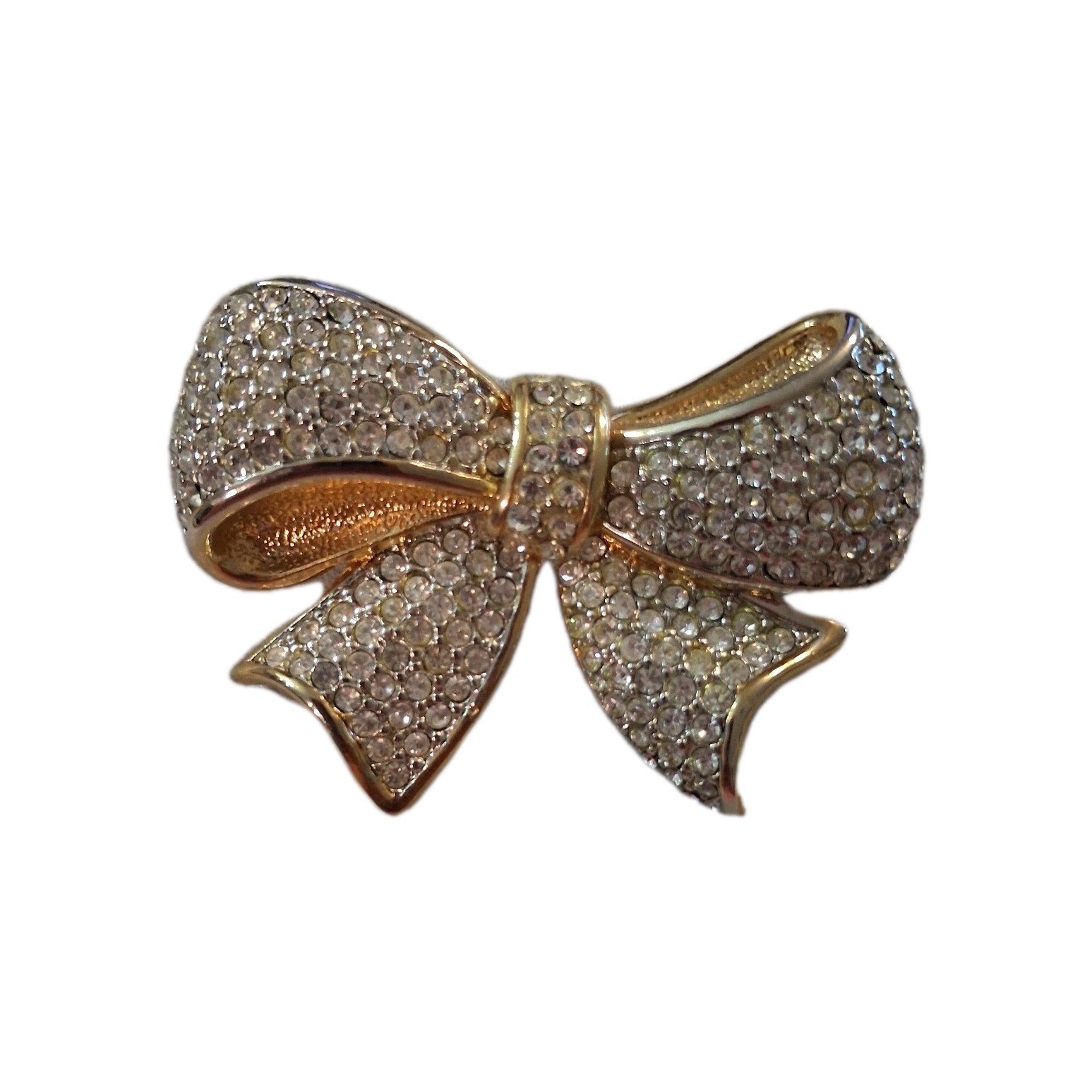 Vintage  Pave Rhinestone Crystal Bow Brooch Pin 1977 - 1988 