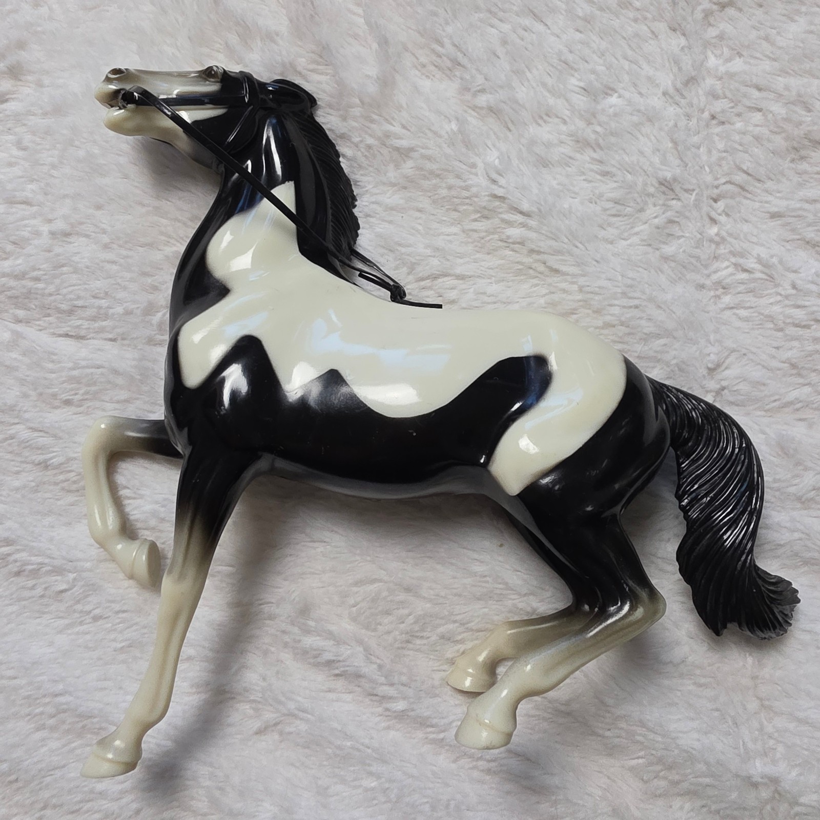 Vintage 1950s Hartland Plastics Semi Rearing Mustang Pinto Horse Black White 8\