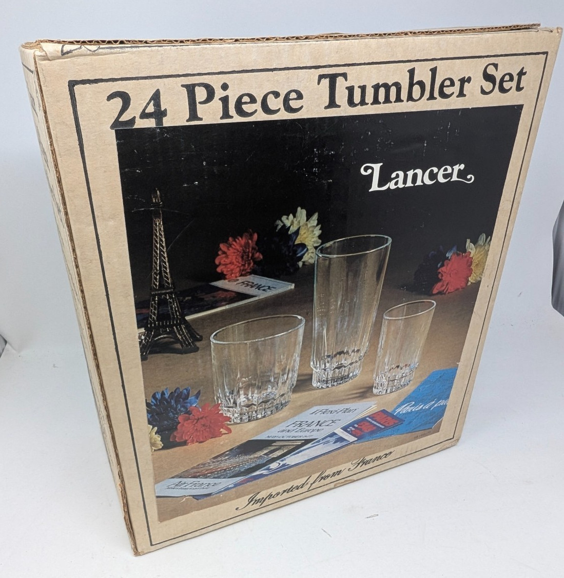 NOS Sealed Vintage Lancer 24 piece Tumbler Set France JG Durand new old stock