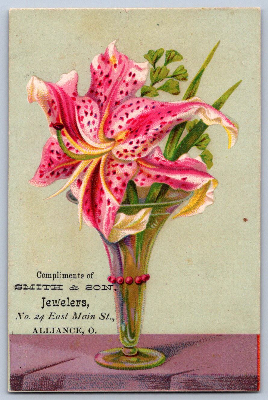 K21/ Victorian Trade Card c1890 Alliance Ohio Smith & Son Jewelry Store 392