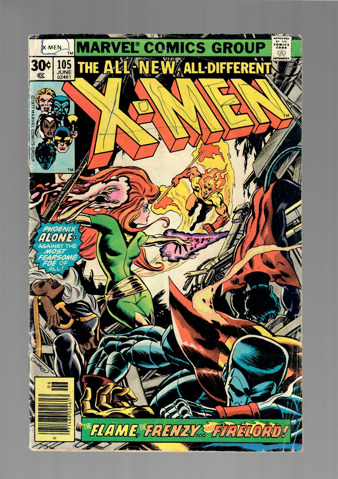 X-Men #105 Marvel Comics Group Phoenix Firelord 1977 Newsstand