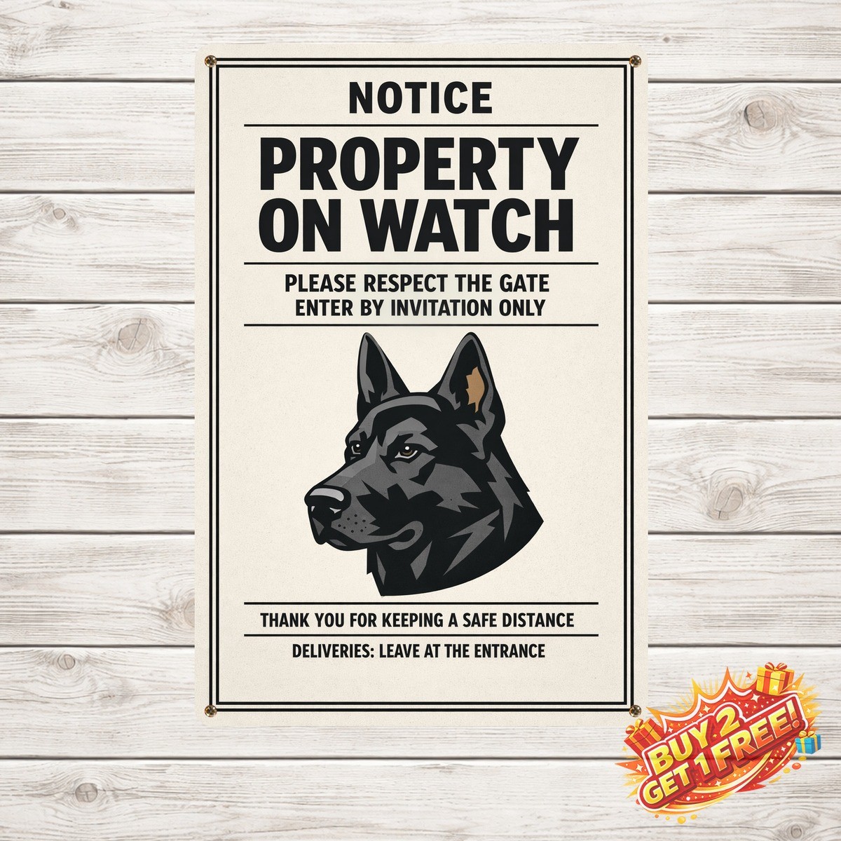 Dutch Shepherd Dog Home Protected By Good Metal Tin Sign 8x12