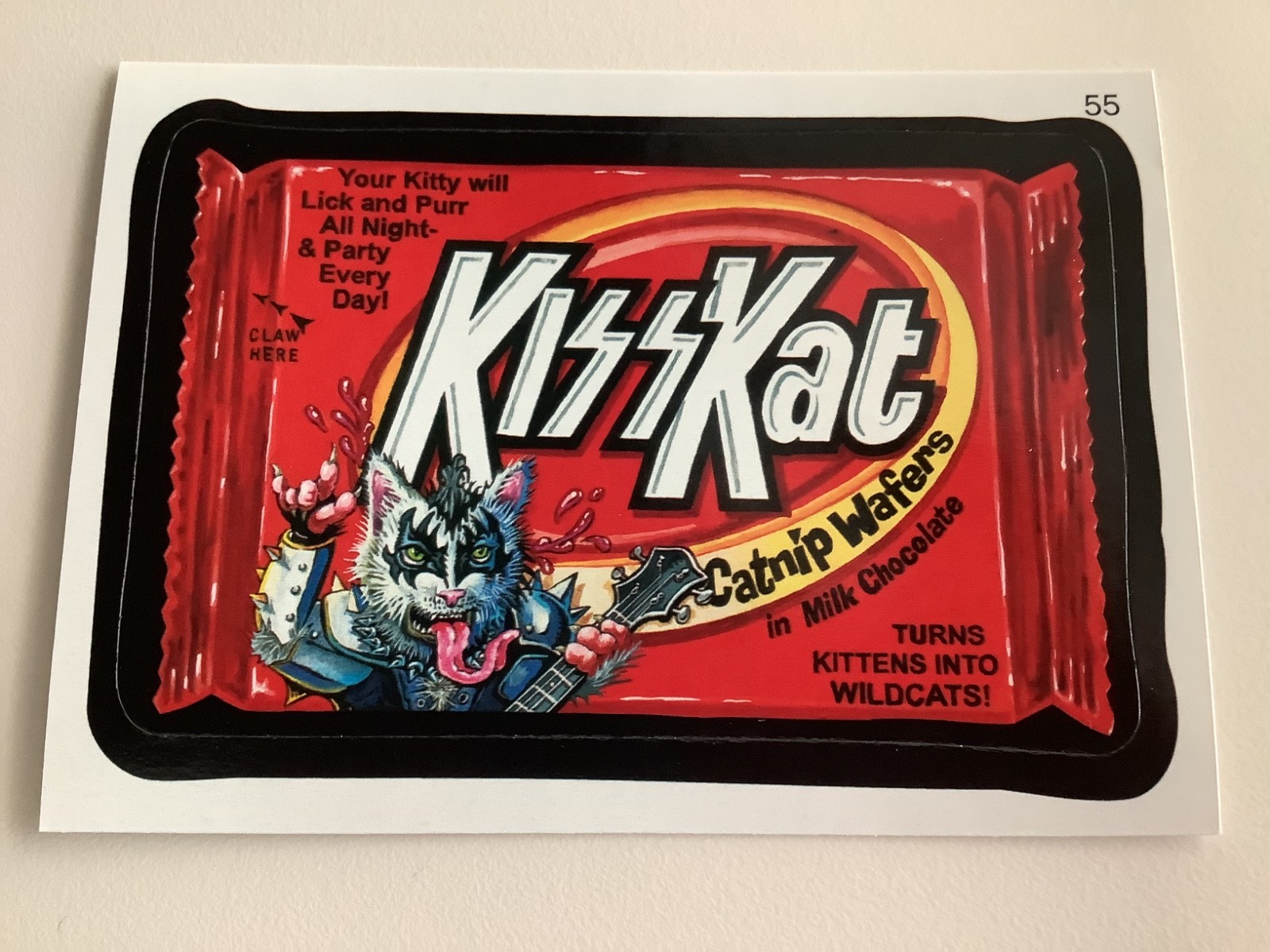 KISS KAT ROCK BAND 2010 TOPPS WACKY PACKAGES CARD, GENE SIMMONS CAT, GRAIN BACK KISS KAT ROCK BAND 2010 TOPPS WACKY PACKAGES CARD, GENE SIMMONS CAT, GRAIN BACK
