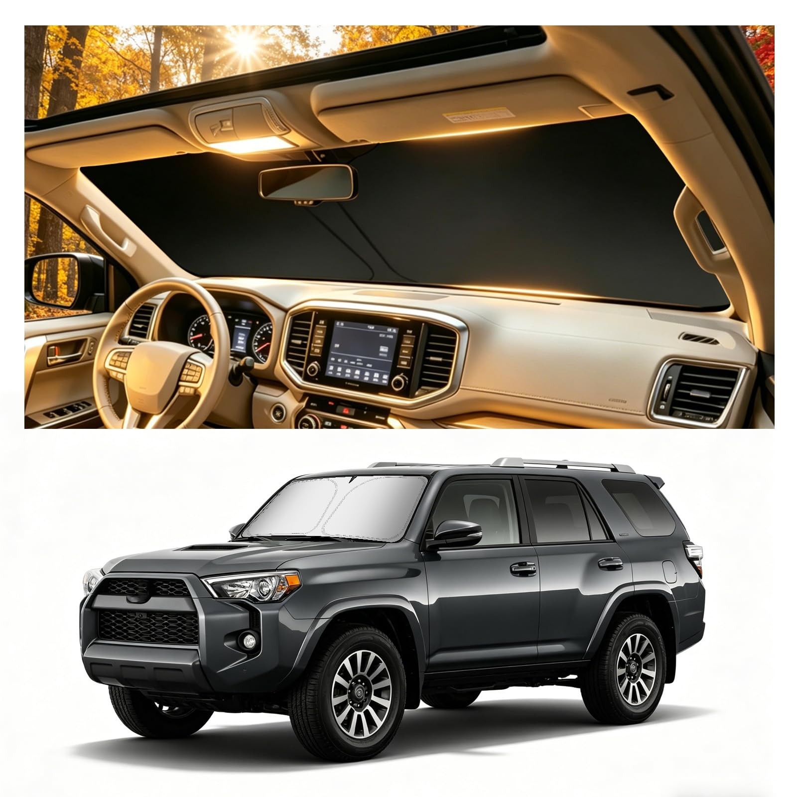 Car Windshield Sun Shade,Foldable Car Sun Shade Compatible with Toyota 2010-2025